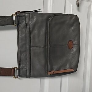 FOSSIL Pebbled Leather Morgan Traveler Crossbody Bag  - Deep Gray